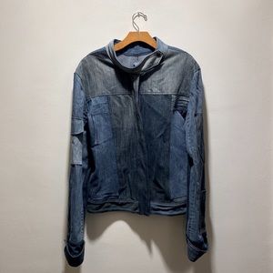 Vintage denim patchwork utility trucker cargo jacket large men’s distressed 1of1